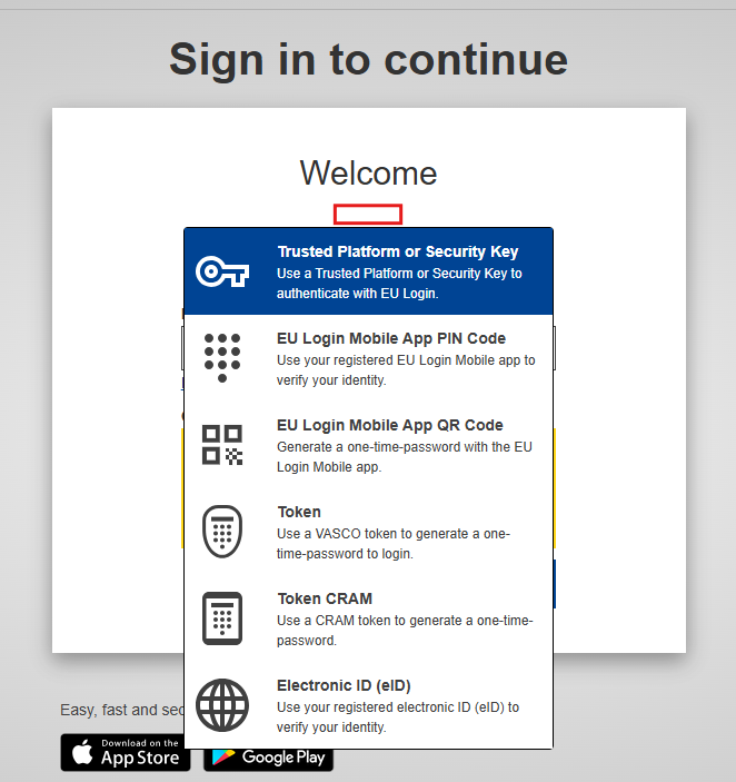 Password option invisible