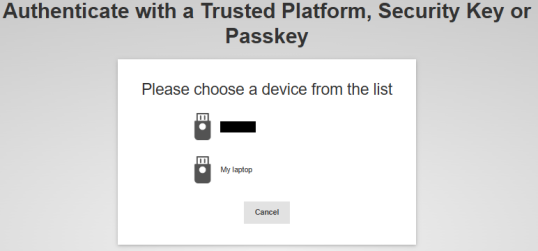 Select Passkey