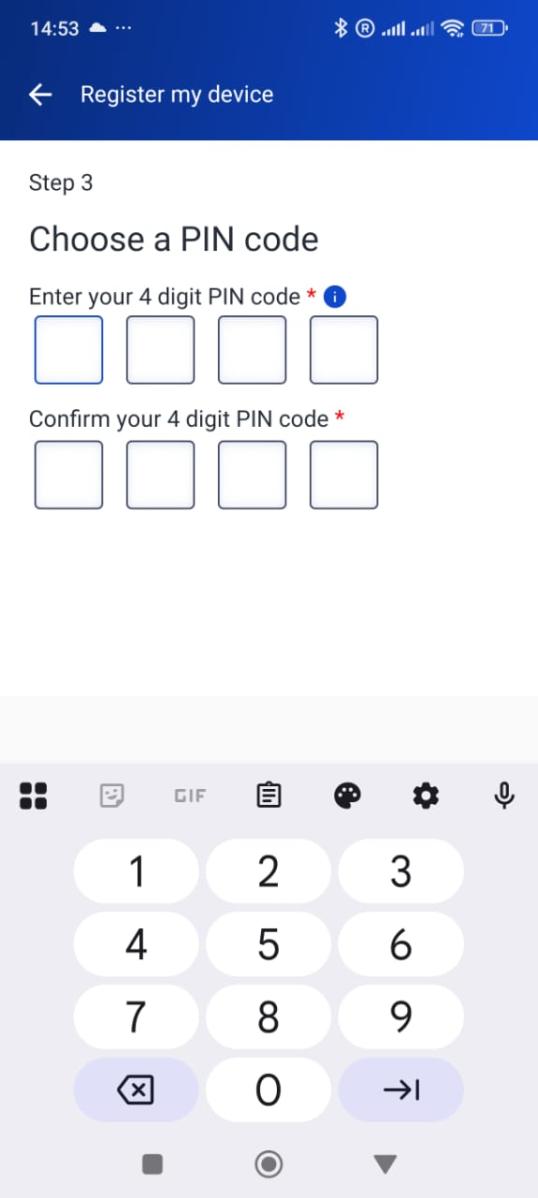Create PIN code