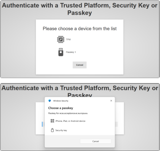 Choose passkey