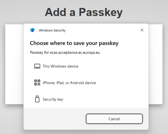 Save passkey