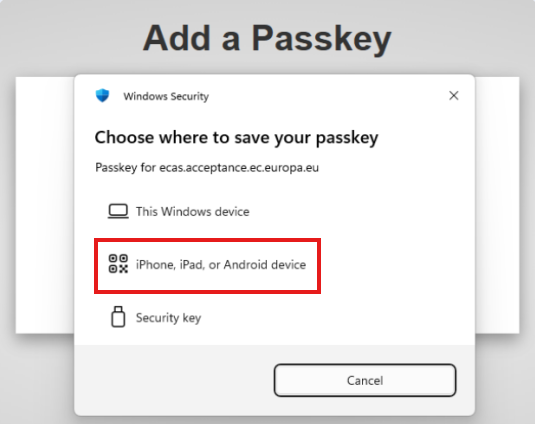 Save passkey