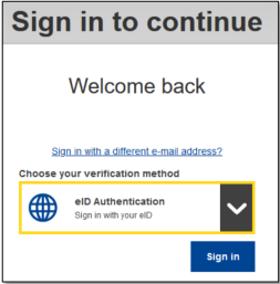 Sign in Welcome page