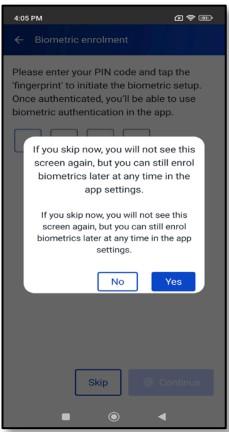 Skip biometrics