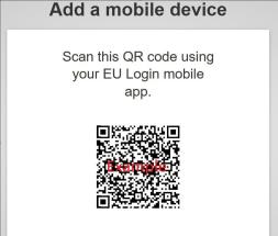 EU Login mobile app - Keep QR code displayed
