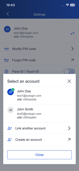 Account menu