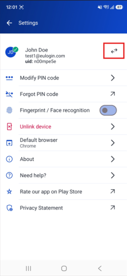 Settings switch