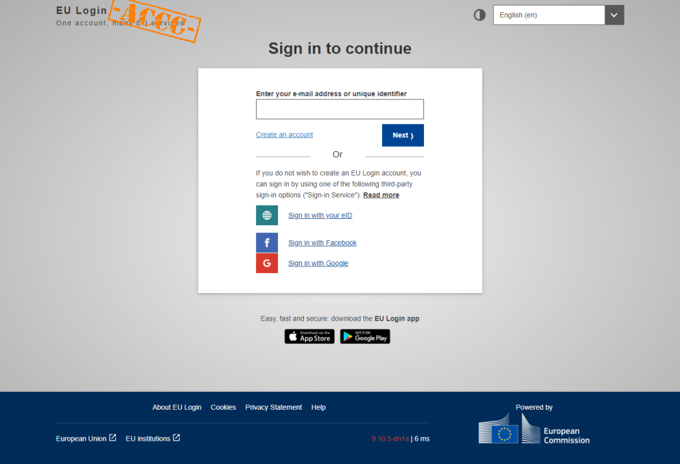 Acceptance log in page