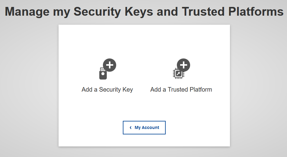 EU Login - Add Security Key and Trusted Platforms