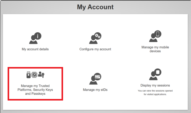 EU Login - Manage my Trusted Platforms and my security keys